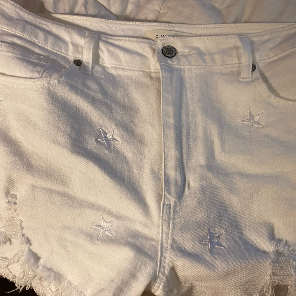 White denim shorts size large
